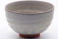 Tezumi — Japanese Matcha Bowl - Milky Grey White Glazed Spiraling Kiyomizu-yaki Chawan - 400ml — tipped to show the interior