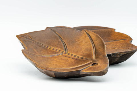 Japanese Chataku - Set of 5 Leaf-shaped Wooden Tea Saucers - Tezumi