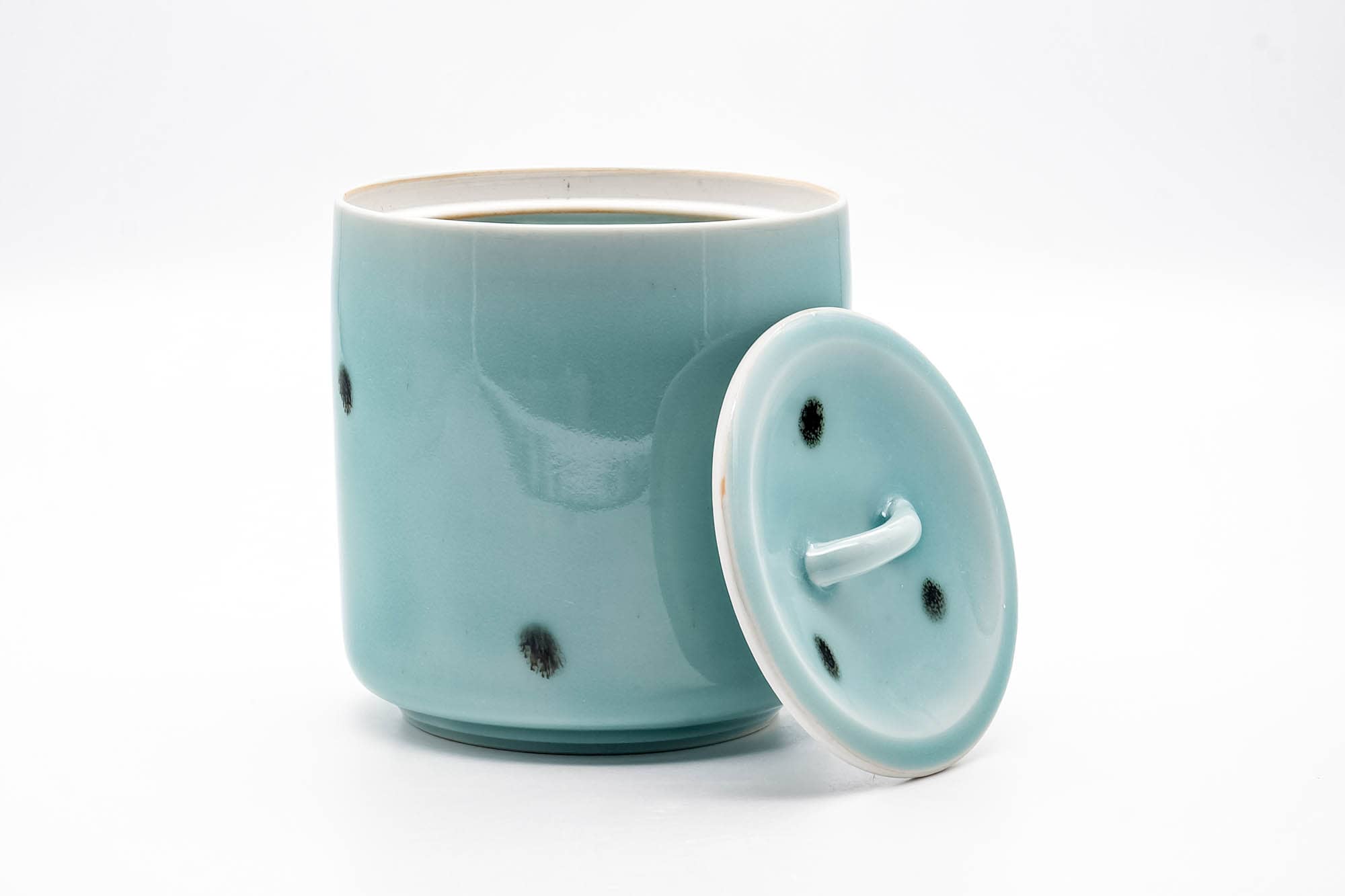 Japanese Mizusashi - Spotted Teal Porcelain Fresh Water Container - 1200ml