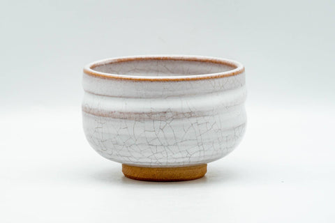 Japanese Teacup - Akiyama Kiln Milky White Glazed Thumb-Indented Yunomi - 150ml - side view of the glazed body