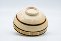 Tezumi — Japanese Matcha Bowl - Beige Floral Striped Kyo-yaki Chawan - 200ml — tipped to show the interior