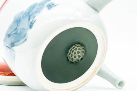 Japanese Kyusu - Red Blue Mountainous Arita-yaki Debeso Teapot - 350ml