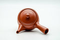 Japanese Kyusu - Smooth Red Shudei Tokoname-yaki Ceramic Filter Teapot - 300ml - overhead view showing the lid knob and side handle