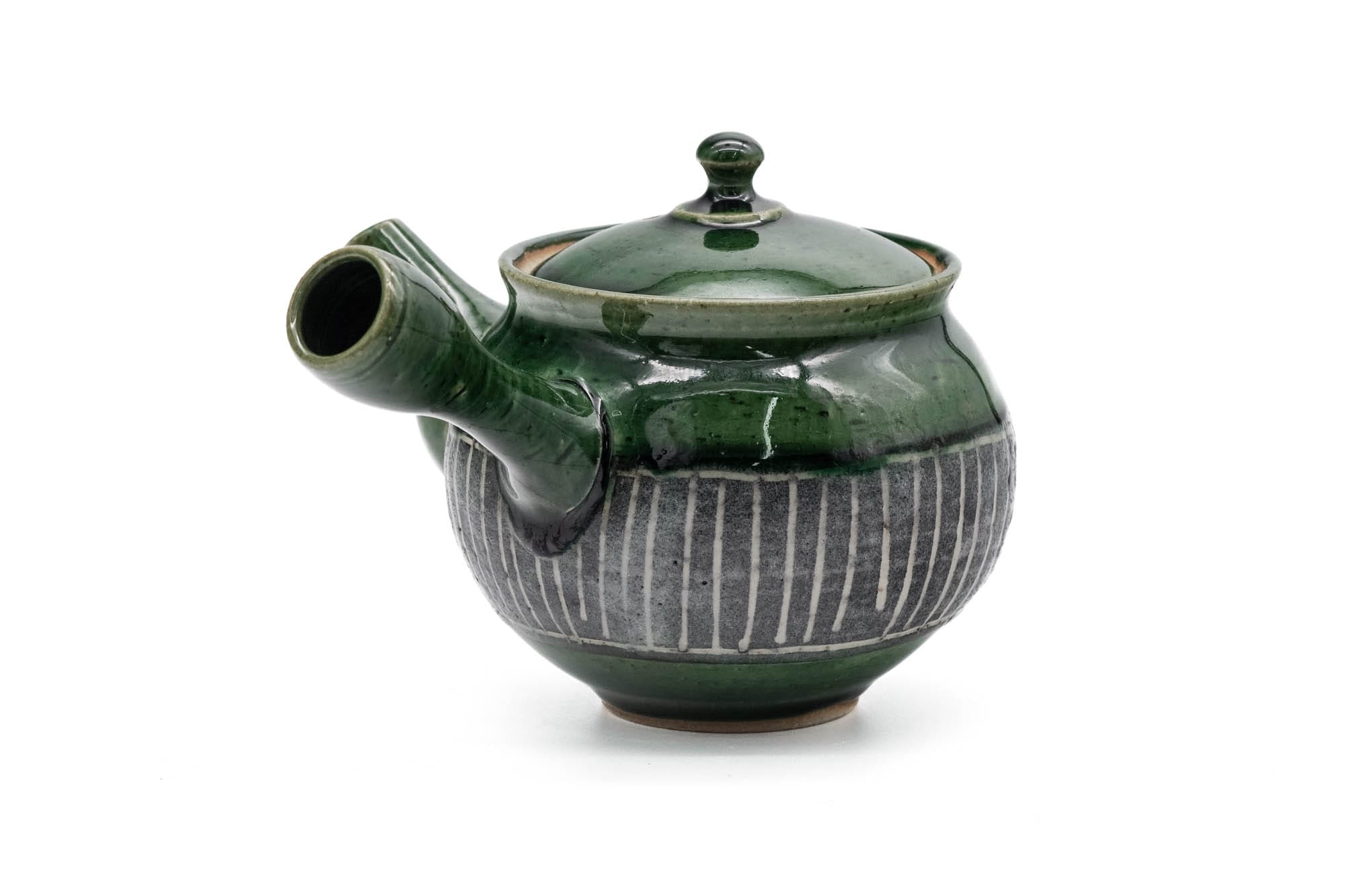 Japanese Kyusu - 前川淳蔵 Junzō Maekawa - Green Oribe Glazed Slip Inlay Tokoname-yaki Teapot - 280ml