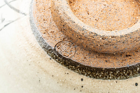 Japanese Matcha Bowl - Bunny Rabbit Plum Blossoms Milky White Glazed Chawan - 300ml - Tezumi