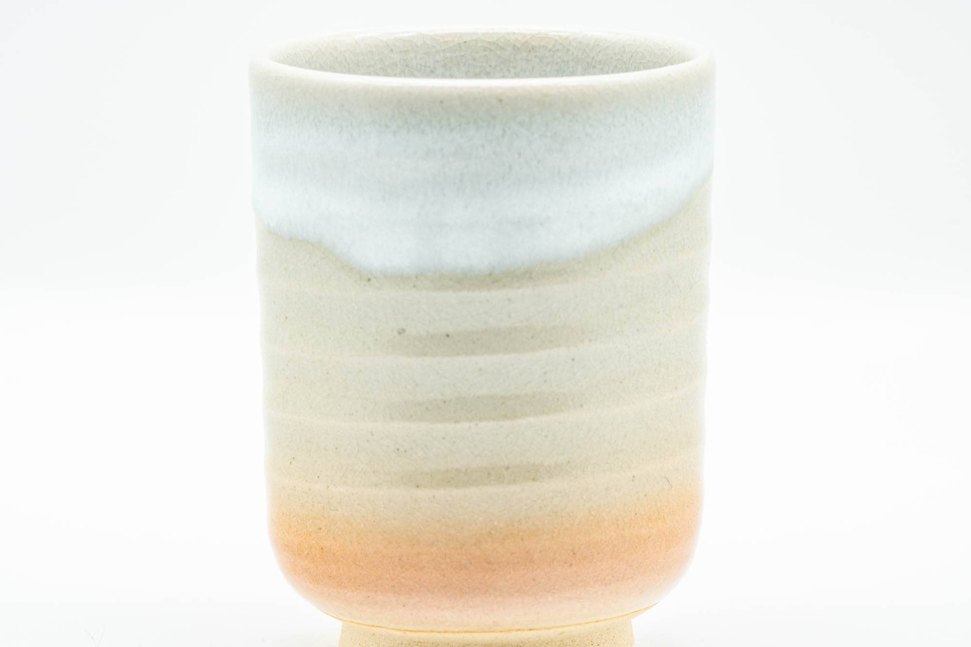 Japanese Teacup - Beige White Glazed Ribbed Hagi-yaki Yunomi - 150ml