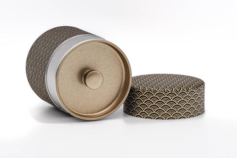 Black Gold Seigaiha Washi Tea Canister - 100g