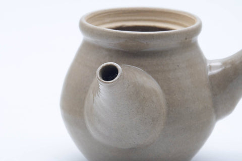 Tezumi — Japanese Kyusu - Floral Beige Glazed Ceramic Filter Teapot - 250ml — closeup of the decoration