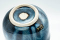Japanese Teacups - Set of 5 Blue Hare's Fur Glazed Yunomi - 120ml - closeup of the underside and foot