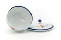 Tezumi — Japanese Teacup - Blue Trim Floral Arita Lidded Yunomi - 170ml — top-down view of the interior