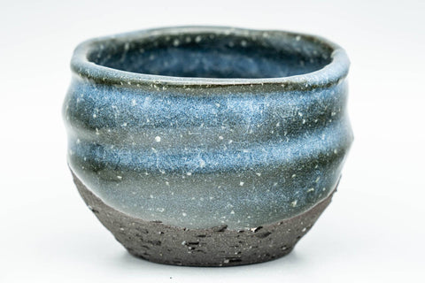 Japanese Teacups - Set of 3 Blue Celadon Snowflake Glazed Stoneware Guinomi - 60ml - Tezumi