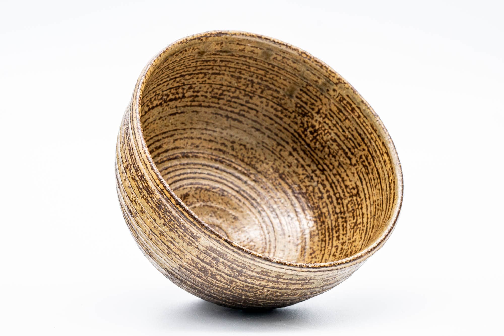 Japanese Matcha Bowl - Brown Spiraling Irabo Wan-nari Chawan - 475ml