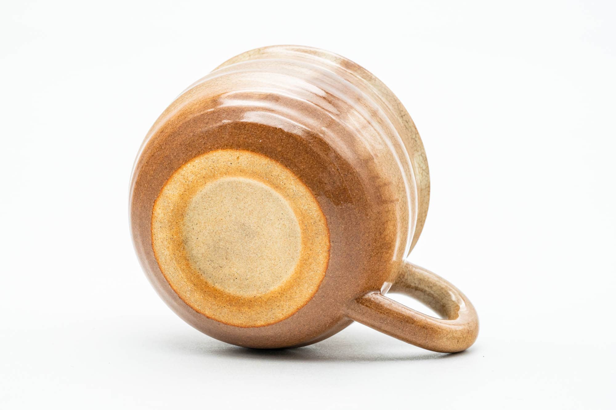 Japanese Teacup Set - Beige Drip-Glazed Hagi-yaki Ushirode Yunomi with Coaster - 150ml