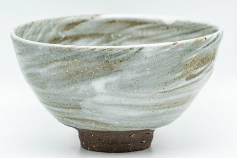 Japanese Matcha Bowl - Grey Hakeme Brush Glazed Ido-gata Chawan - 300ml - Tezumi