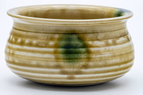 Japanese Kensui - Green Yellow Glazed Seto-yaki Tea Ceremony Water Bowl - 580ml