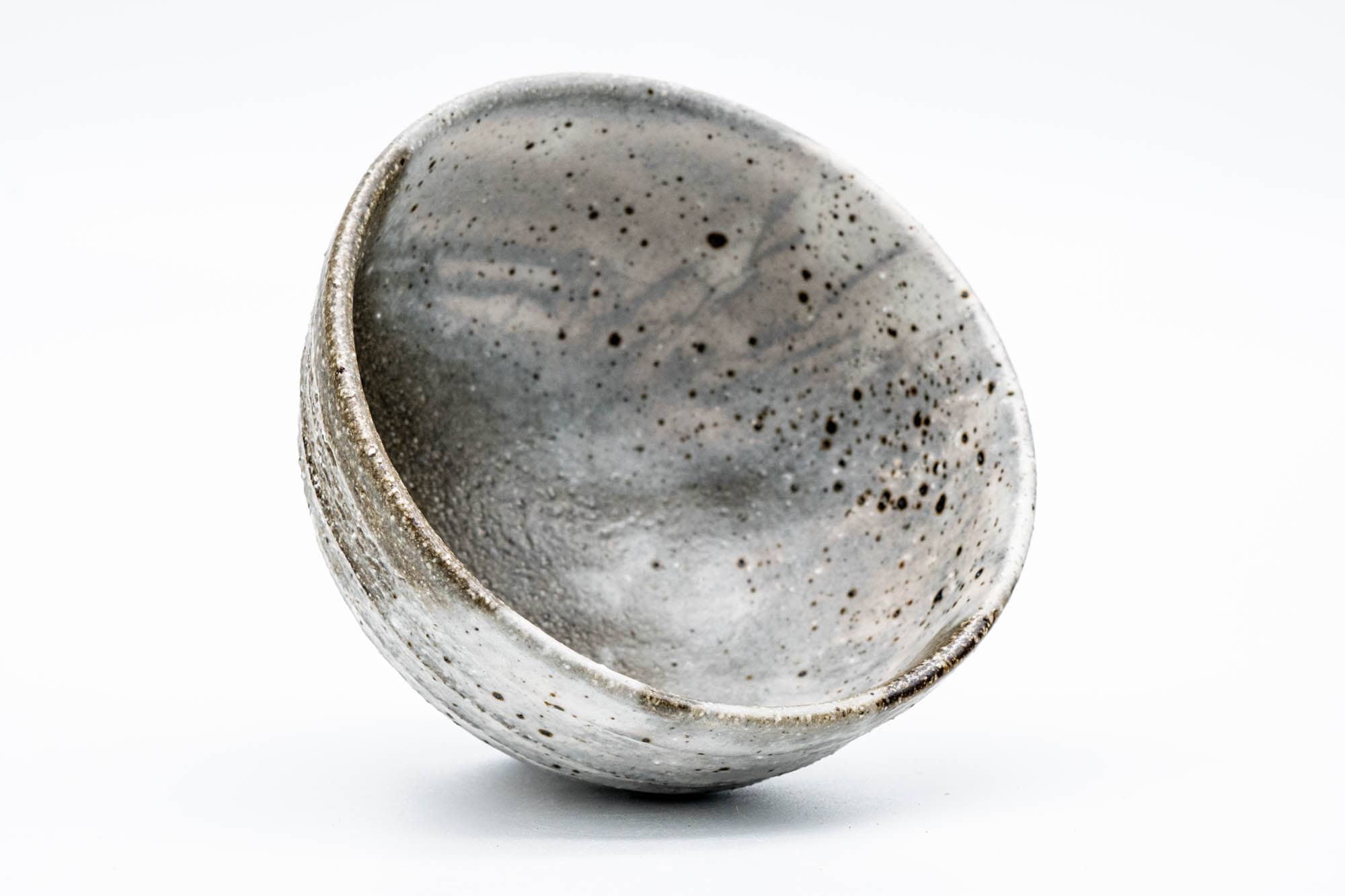Japanese Matcha Bowl - Grey Milky Drip-Glazed Textured Chawan - 150ml