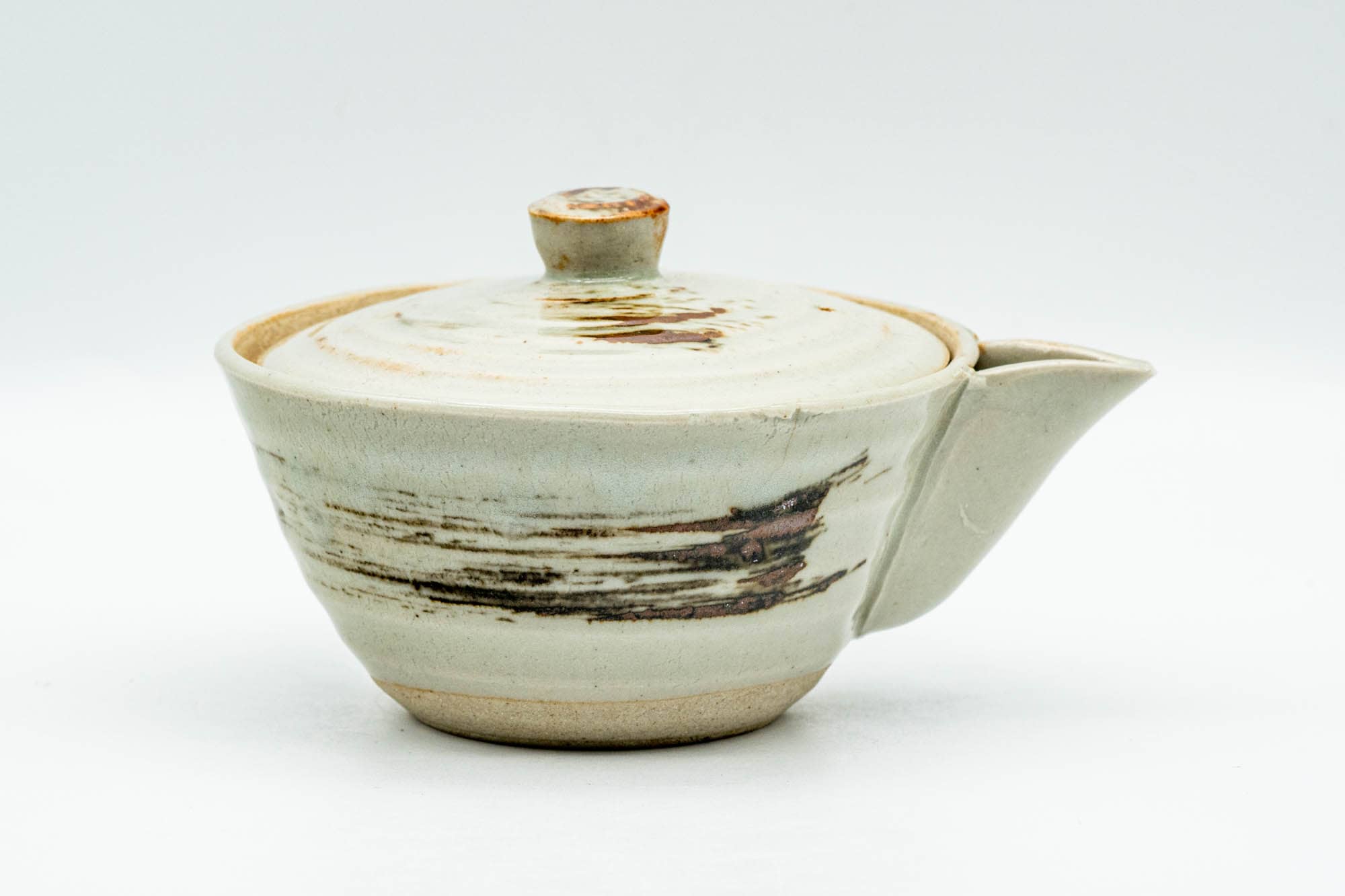 Japanese Tea Set - Beige Hakeme Glazed Houhin Teapot with 2 Yunomi Teacups