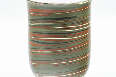 Japanese Teacup - Nerikomi Tokoname-yaki Yunomi - 120ml - closeup of the marbled clay banding