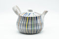 Tezumi — Japanese Kyusu - Brush Glazed Colorful Stripes Debeso Teapot - 250ml — three-quarter view from the opposite side