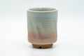 Tezumi — Japanese Teacup - Carved Beige Peach Glazed Hagi-yaki Yunomi - 200ml — front view