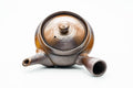 Japanese Kyusu - Ash Glazed Banko-yaki Mesh Teapot - 230ml - overhead view showing the rounded body, lid knob and spout