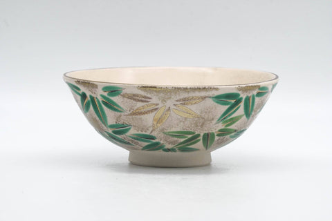 Japanese Matcha Bowl - Green Floral Kyo-yaki Summer Chawan - 150ml