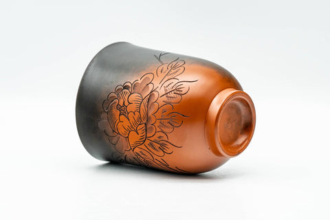 Japanese Teacup - Camellia Engraved Yohen Tokoname-yaki Yunomi - 150ml