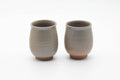 Tezumi — Japanese Teacups - Pair of Long Grass Grey Glazed Karatsu-yaki Meoto Yunomi - 250ml — front view from another angle