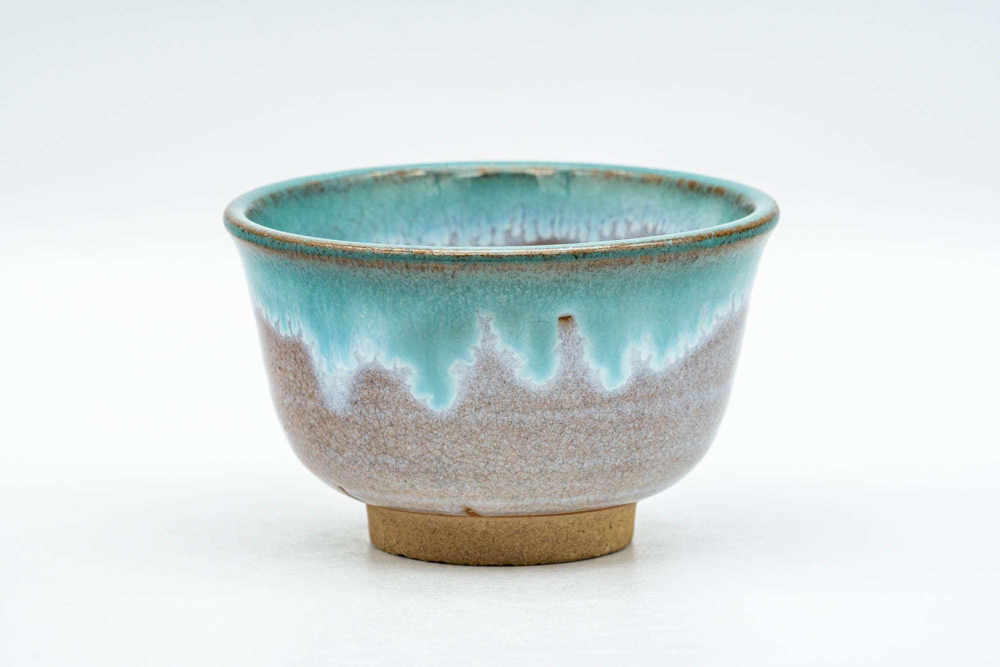 Japanese Teacups - Pair of Brown Turquoise Drip-Glazed Agano-yaki Yunomi  - 100ml - Tezumi