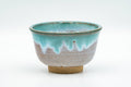Tezumi — Japanese Teacups - Pair of Brown Turquoise Drip-Glazed Agano-yaki Yunomi - 100ml — top-down view of the interior