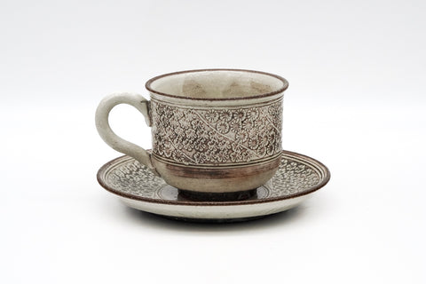 Floral Kohiki Mishima Cup and Saucer - 170ml