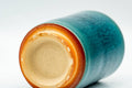 Japanese Teacup - Deep Sea Green Tsutsu-gata Yunomi - 95ml - angled view of the foot and lower body