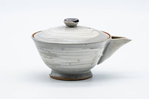 Japanese Houhin - Weathered Grey White Hakeme Glazed Clay Teapot - 80ml