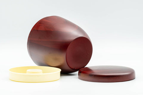 Japanese Chazutsu - Red Wood-Patterned Plastic Tea Canister - 275ml - Tezumi