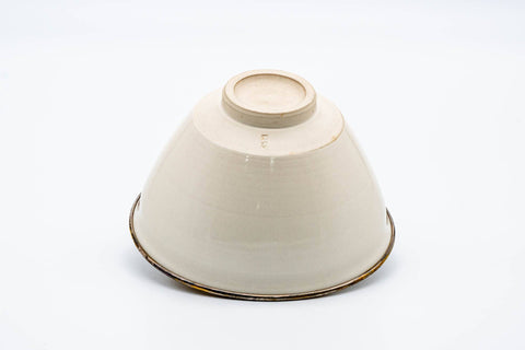 Japanese Matcha Bowl - Gold Rimmed White Shiro Tenmoku Kyo-yaki Chawan Kusayama 草山 - 300ml