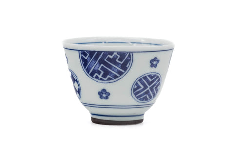 Blue Circular Crests Porcelain Teacup - 70ml
