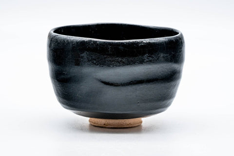 Japanese Matcha Bowl - Black Faceted Vintage Raku Chawan - 400ml