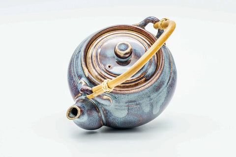 Japanese Dobin - Blue Purple Glazed Top-Handled Ceramic Filter Teapot - 340ml
