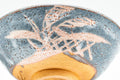 Japanese Matcha Bowl - Floral Blue Shino Glazed Summer Chawan - 200ml - close-up of the floral motif on the side