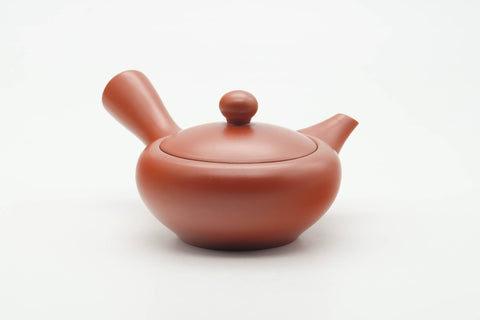 Tezumi — Japanese Kyusu - Smooth Red Shudei Tokoname-yaki Debeso Teapot - 150ml — interior view showing the filter