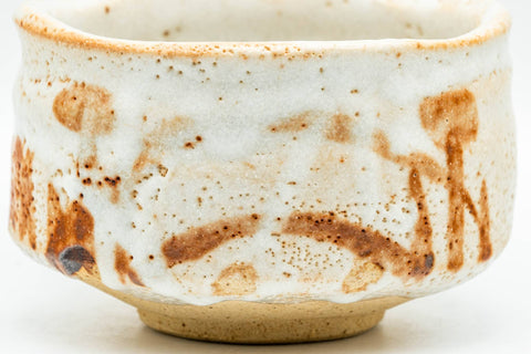 Japanese Matcha Bowl - Orange White Shino Glazed Mino-yaki Chawan - 350ml