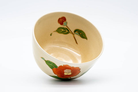 Japanese Matcha Bowl - 西尾瑞豊 Nishio Zuiho - Red Peony Kyo-yaki Chawan - 500ml