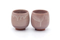 Tezumi — Japanese Teacups - Pair of Purple Hagi Meoto Yunomi — front view