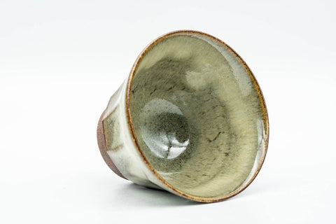 Tezumi — Japanese Teacup - Milky Sage Drip-Glazed Yunomi - 110ml — three-quarter view