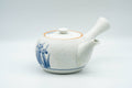 Japanese Tea Set - Blue Floral White Matte Glazed Arita-yaki Debeso Kyusu Teapot with 5 Yunomi Teacups - Tezumi