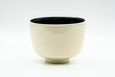 Japanese Matcha Bowl - Beige Black Inner-Glazed Kyo-yaki Chawan - 350ml