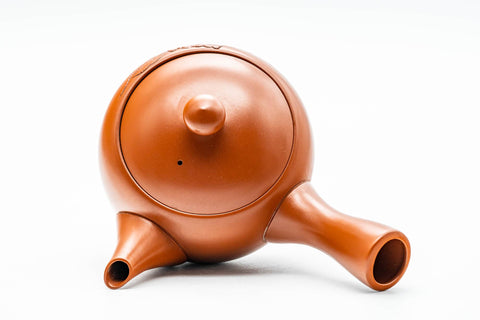 Japanese Tea Set - Camellia Engraved Shudei Tokoname-yaki Kyusu Teapot with 5 Yunomi Teacups