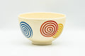 Japanese Matcha Bowl - Spiral Decorated Kyo-yaki Chawan - 200ml - side angle of the chawan