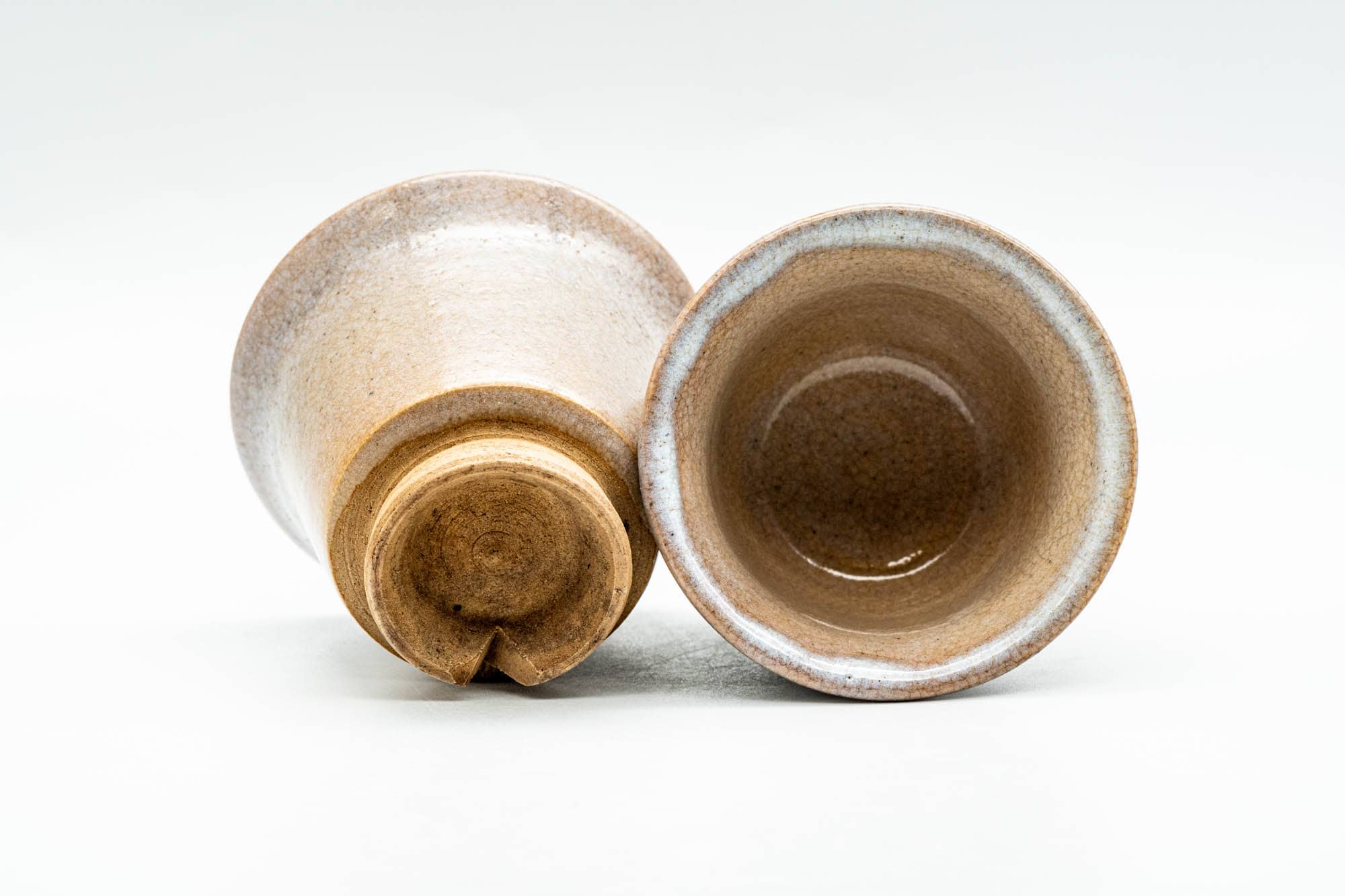 Japanese Teacups - Pair of Beige Glazed Weathered Hagi-yaki Guinomi - 50ml