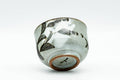 Japanese Teacup - Tiny Floral Grey Glazed Guinomi - 45ml - cup tipped to show the interior and base